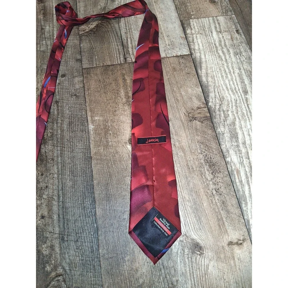 J Garcia Limited Edition Virtual Reality Ape Collection 45 Silk Tie Abstract Red
